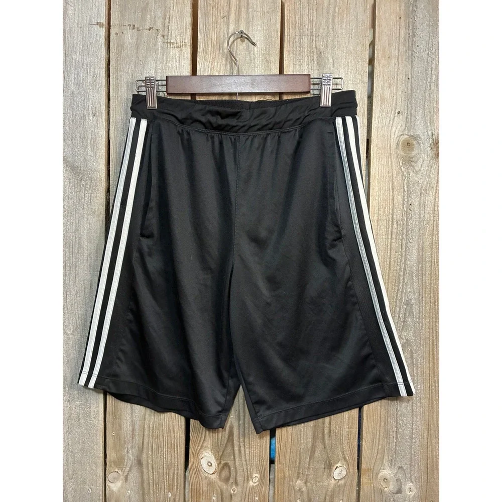 Adidas Mens Climalite Black 3-Stripe Athletic Shorts BP9111 Size Medium